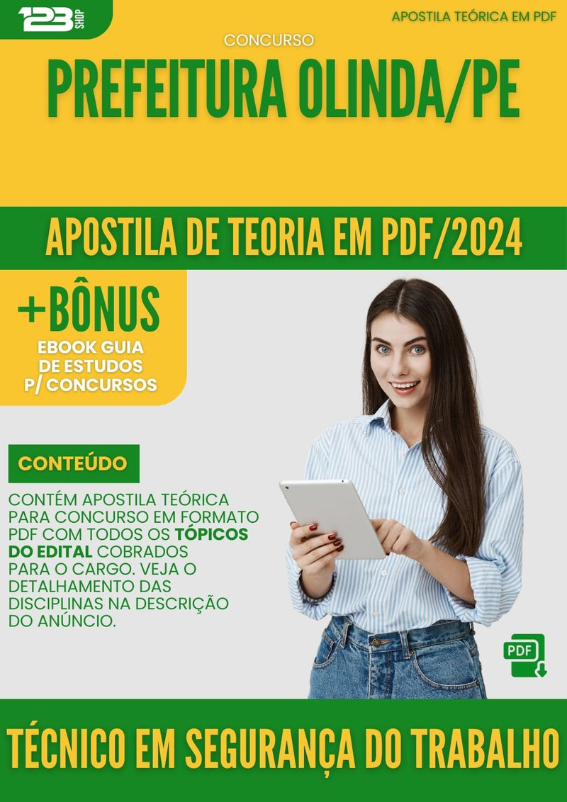 Apostila Teórica para Concurso Prefeitura Olinda PE 2024 Técnico Em Segurança Do Trabalho