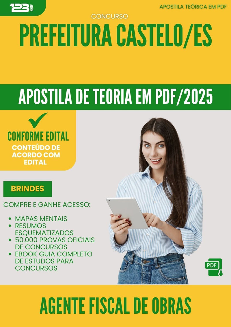 Apostila Teórica para Concurso Agente Fiscal De Obras da Prefeitura Castelo Es 2025 - Conteúdo de Acordo com Edital