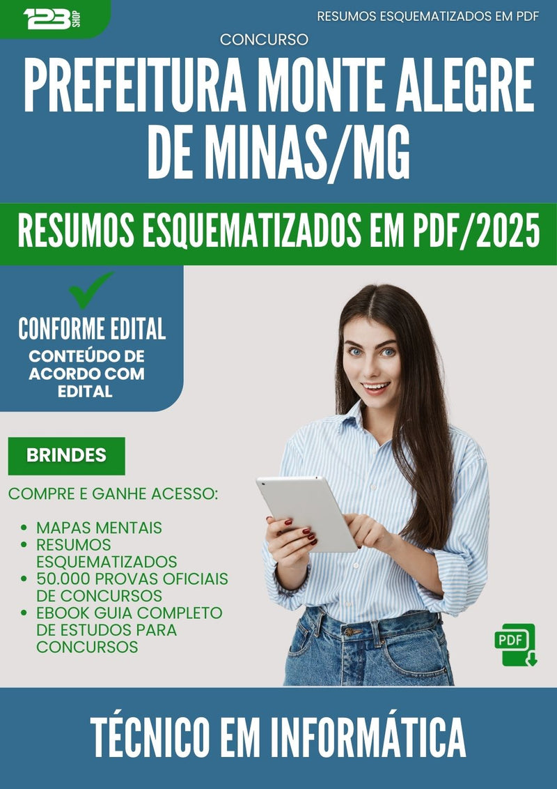 Resumos Esquematizados para Concurso Tecnico Em Informatica Monte da Prefeitura Alegre De Minas Mg 2025 - Conteúdo de Acordo com Edital