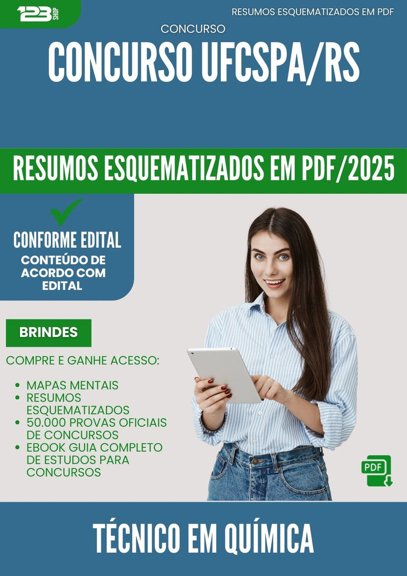 Resumos Esquematizados para Concurso Tecnico Em Quimica Ufcspa Rs 2025 - Conteúdo de Acordo com Edital