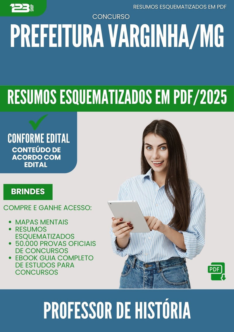Resumos Esquematizados para Concurso Professor De Historia da Prefeitura Varginha Mg 2025 - Conteúdo de Acordo com Edital