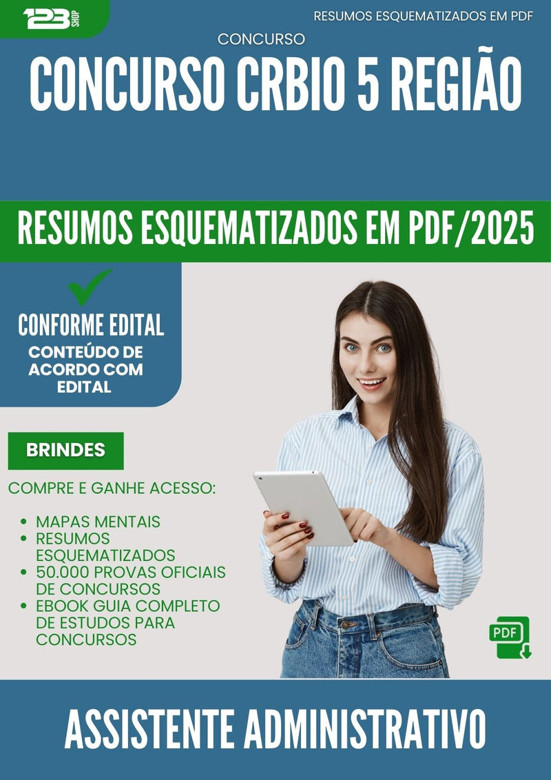 Resumos Esquematizados para Concurso Assistente Administrativo Crbio 5 Regiao 2025 - Conteúdo de Acordo com Edital