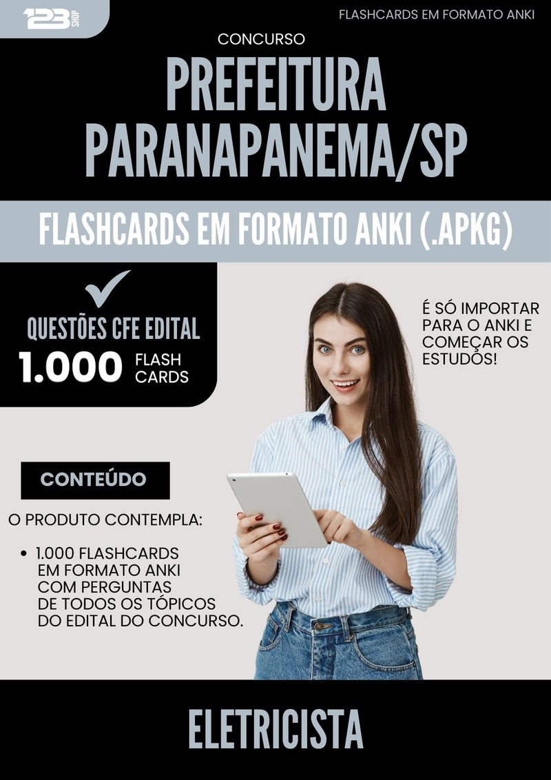 Flashcards para Concurso Eletricista da Prefeitura Paranapanema Sp 2025 - 1000 Flashcards de Acordo com Edital