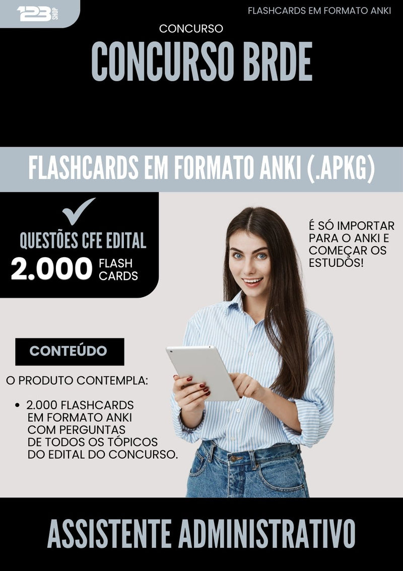 Flashcards para Concurso Assistente Administrativo Brde 2025 - 2000 Flashcards de Acordo com Edital