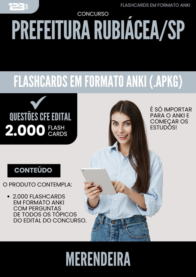 Flashcards para Concurso Merendeira da Prefeitura Rubiacea Sp 2025 - 2000 Flashcards de Acordo com Edital