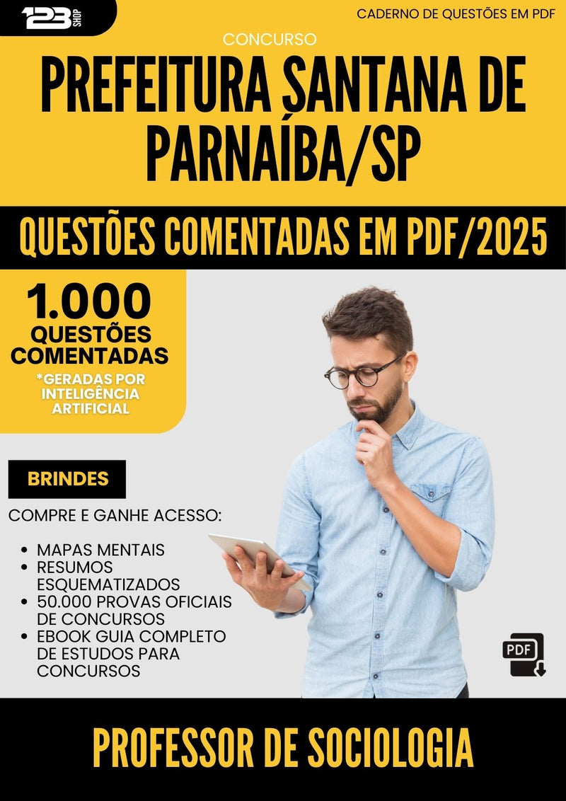 1000 Questões Comentadas para Concurso Santana De da Prefeitura Parnaiba Sp 2025 Professor De Sociologia - 1000 Questões