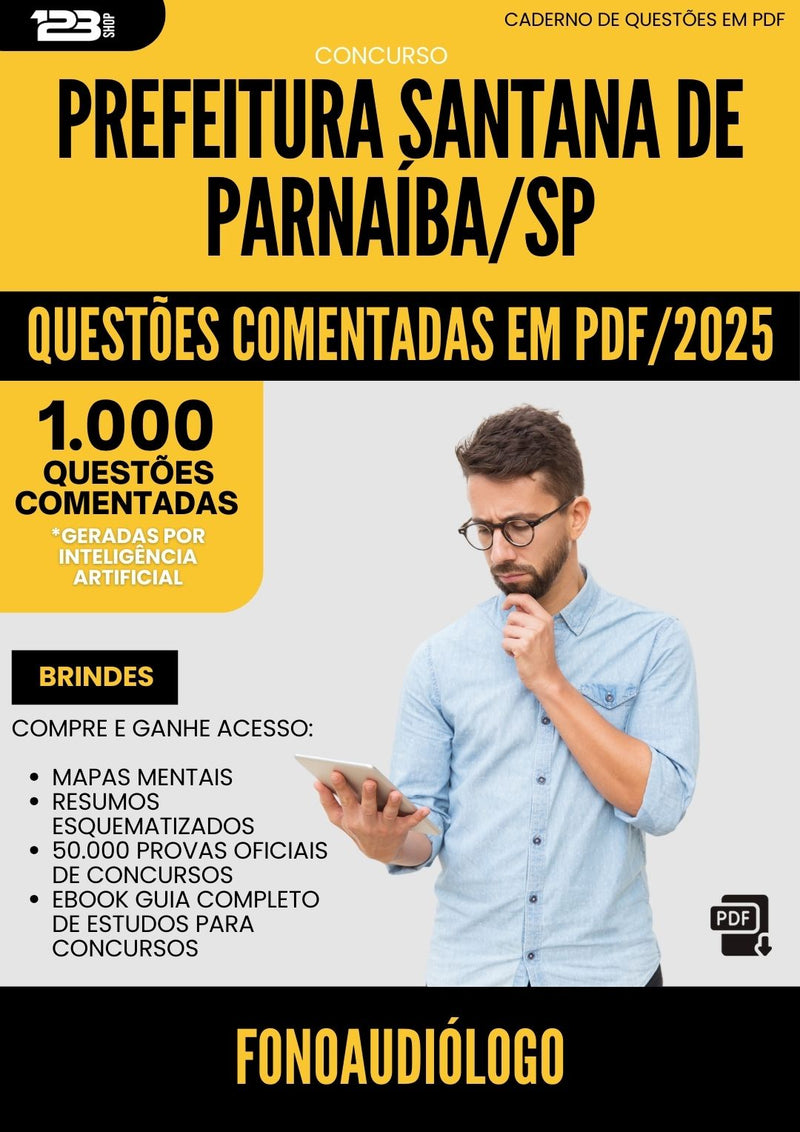 1000 Questões Comentadas para Concurso Santana De da Prefeitura Parnaiba Sp 2025 Fonoaudiologo - 1000 Questões