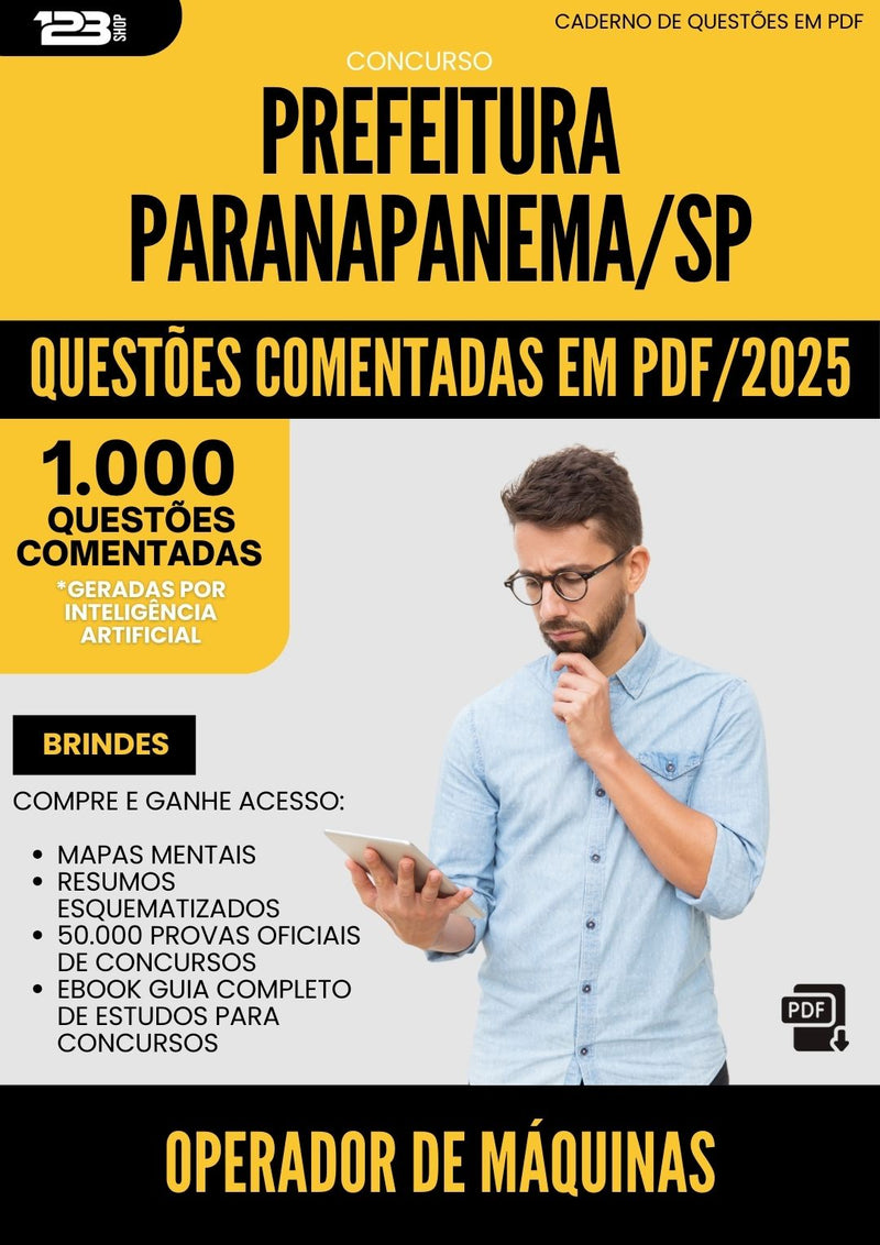 1000 Questões Comentadas para Concurso Operador De Maquinas da Prefeitura Paranapanema Sp 2025 - 1000 Questões