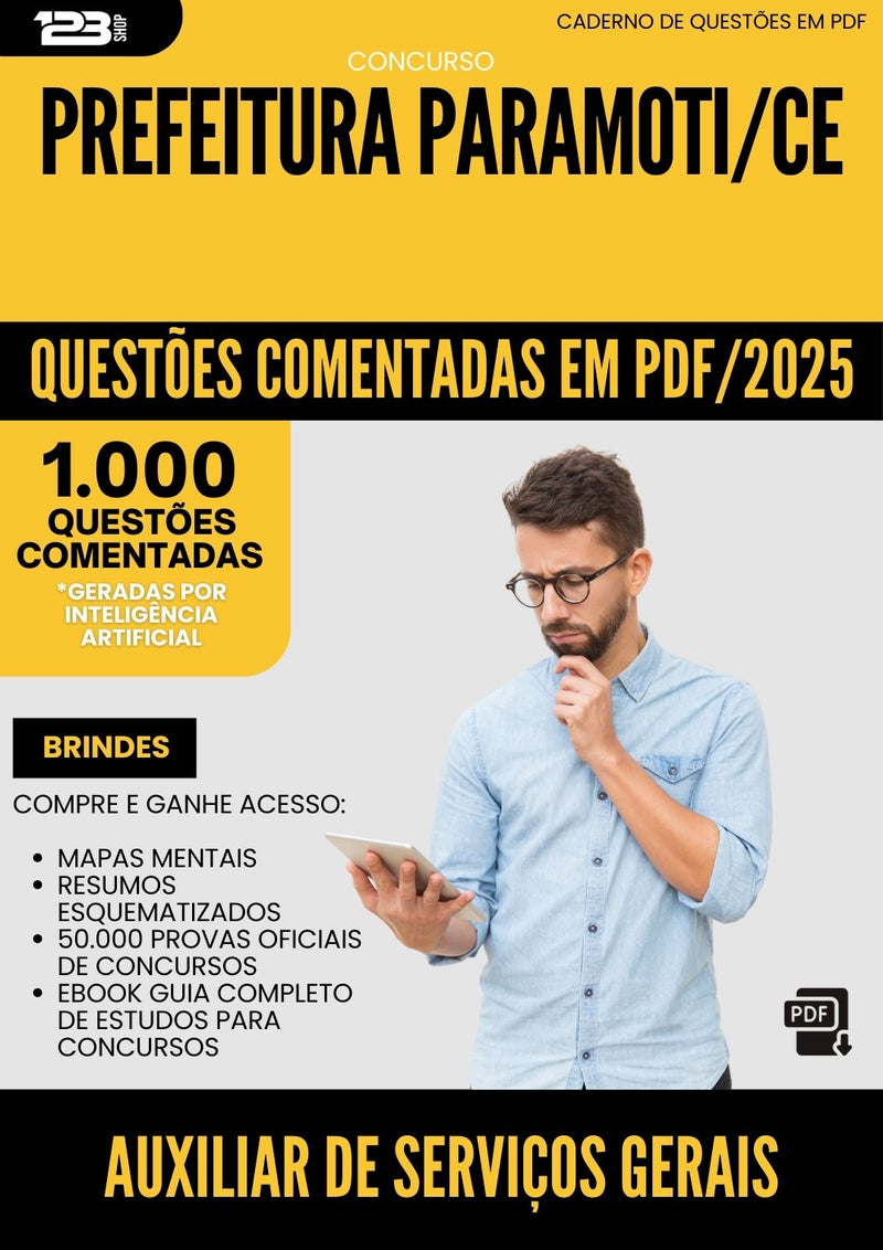 1000 Questões Comentadas para Concurso Auxiliar De Servicos Gerais da Prefeitura Paramoti Ce 2025 - 1000 Questões