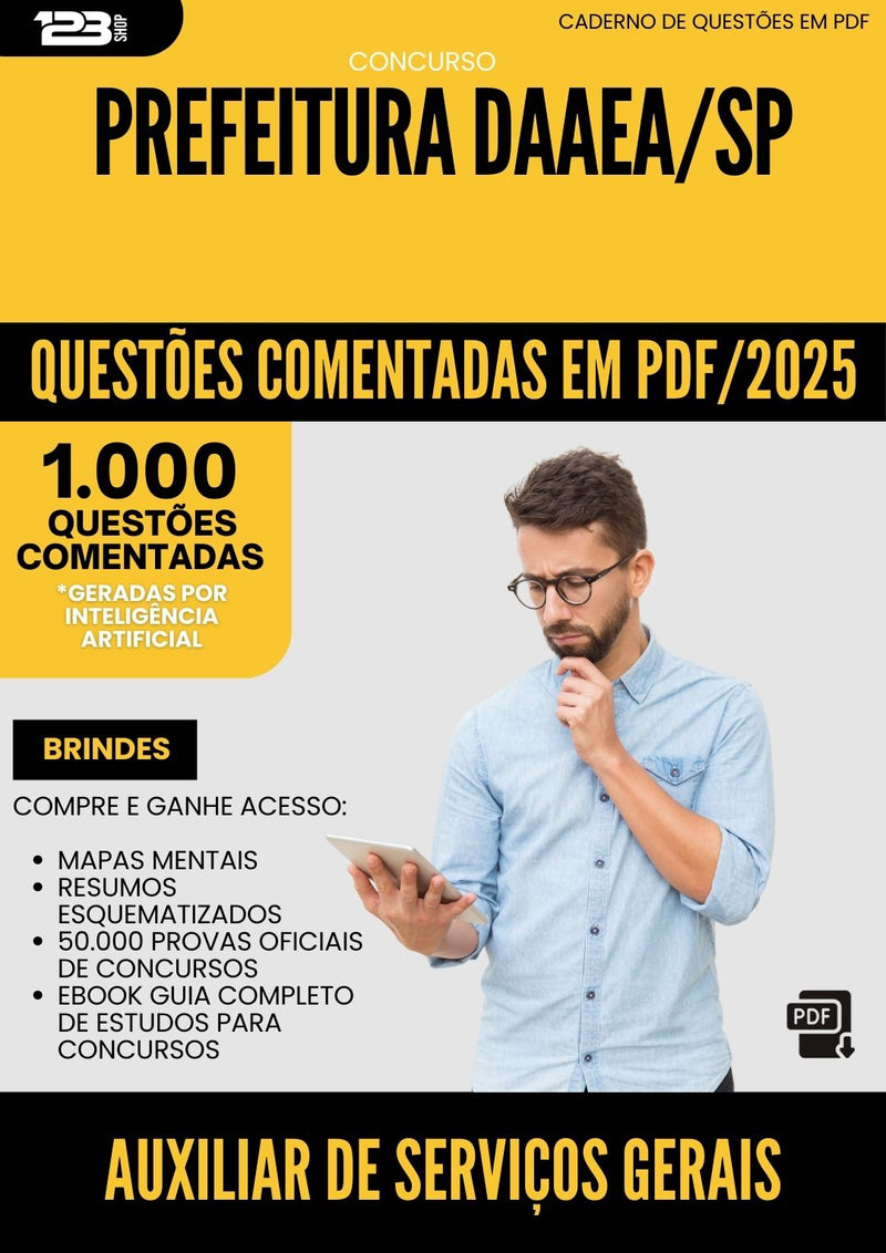 1000 Questões Comentadas para Concurso Auxiliar De Servicos Gerais Daaea Sp 2025 - 1000 Questões