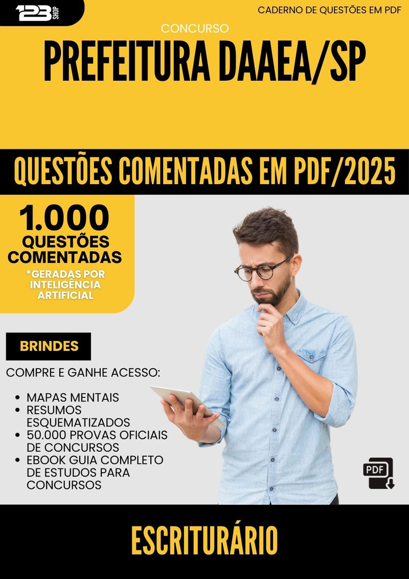 1000 Questões Comentadas para Concurso Escriturario Daaea Sp 2025 - 1000 Questões