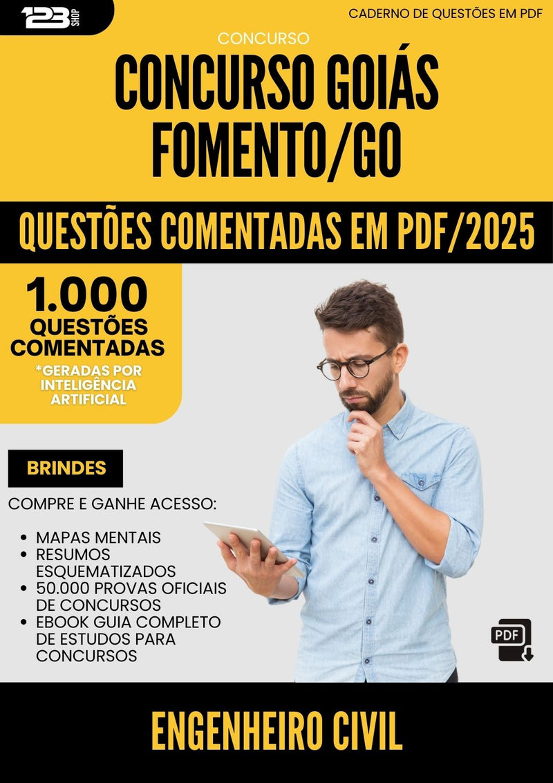 1000 Questões Comentadas para Concurso Engenheiro Civil Goiasfomento 2025 - 1000 Questões