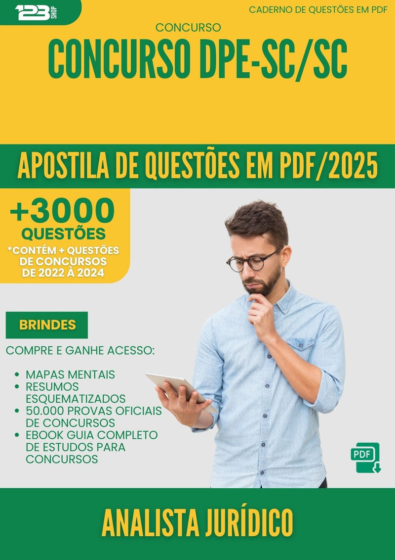 Apostila de Questões para Concurso Analista Juridico Dpe Sc 2025 - Mais de 3.000 Questões