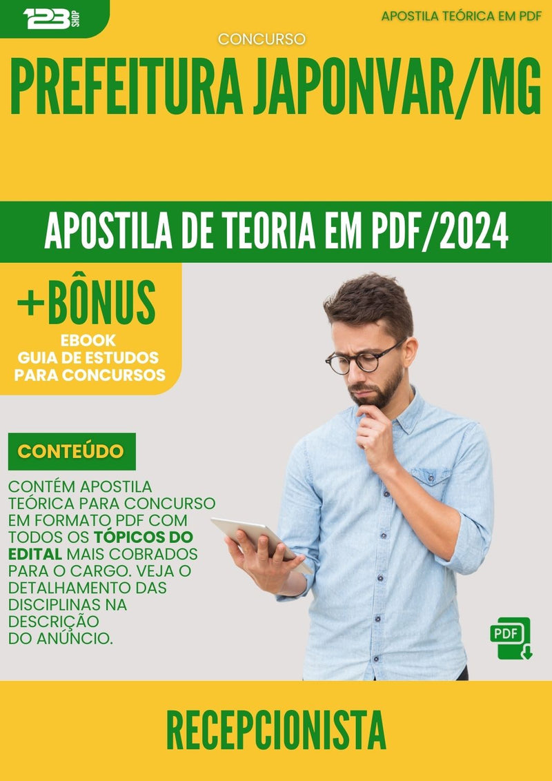 Apostila Teórica para Concurso Recepcionista Prefeitura Japonvar MG 2024