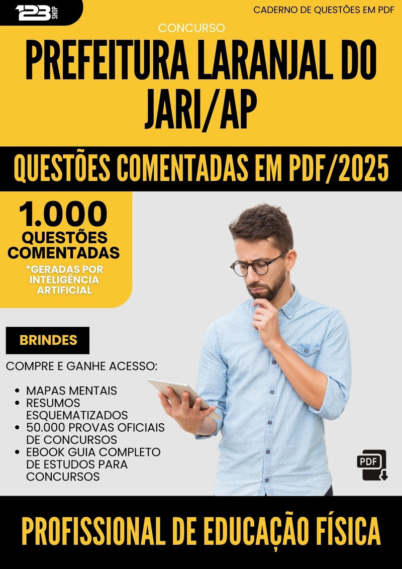 1000 Questões Comentadas para Concurso Profissional De Educacao Fisica Laranjal Do da Prefeitura Jari Ap 2025 - 1000 Questões
