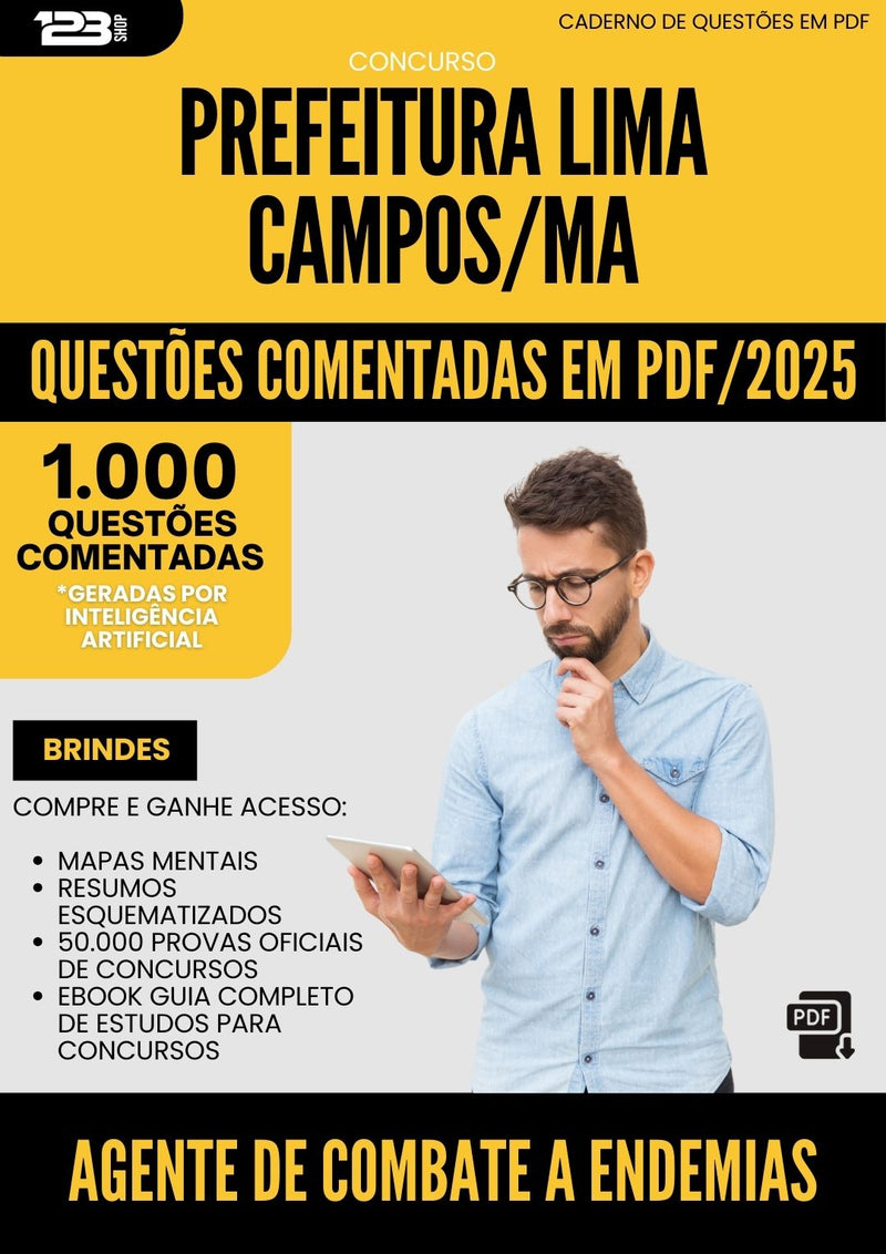 1000 Questões Comentadas para Concurso Agente De Combate A Endemias da Prefeitura Lima Campos Ma 2025 - 1000 Questões