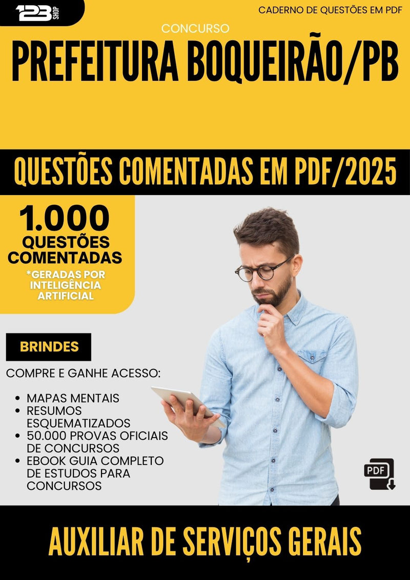 1000 Questões Comentadas para Concurso Auxiliar De Servicos Gerais da Prefeitura Boqueirao Pb 2025 - 1000 Questões