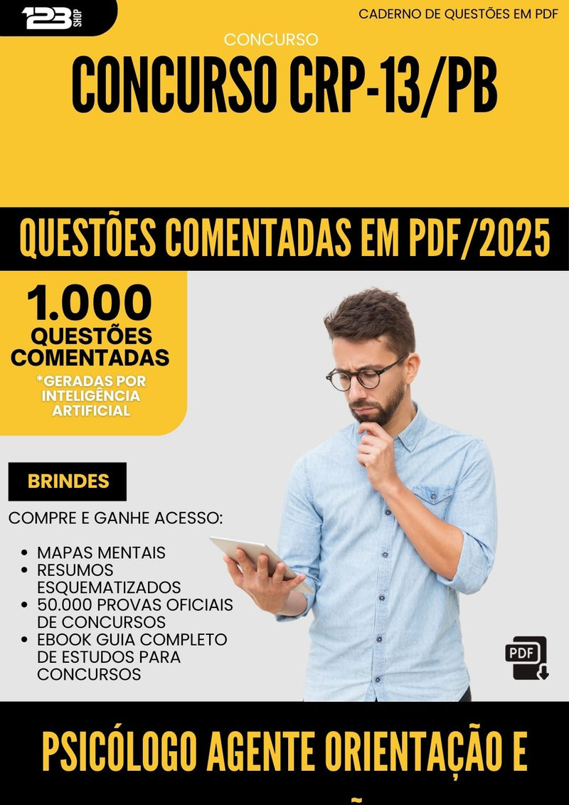 1000 Questões Comentadas para Concurso Psicologo Agente De Orientacao E Fiscalizacao Crp 13 Pb 2025 - 1000 Questões