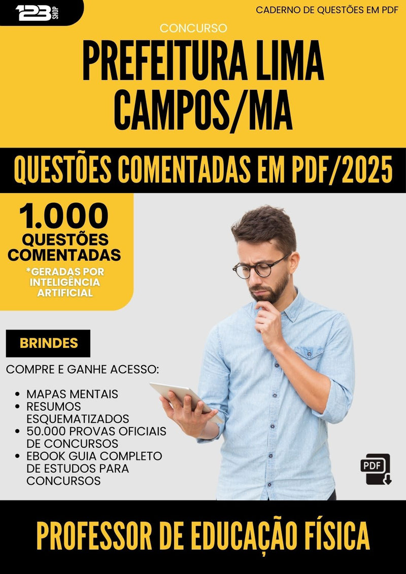 1000 Questões Comentadas para Concurso Professor De Educacao Fisica da Prefeitura Lima Campos Ma 2025 - 1000 Questões