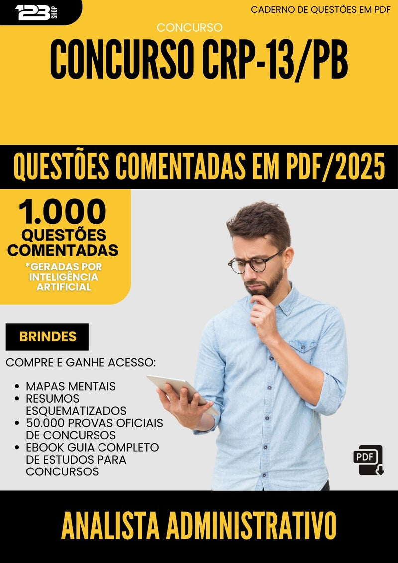 1000 Questões Comentadas para Concurso Analista Administrativo Crp 13 Pb 2025 - 1000 Questões