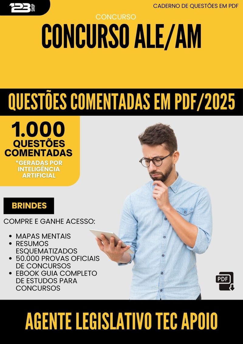 1000 Questões Comentadas para Concurso Agente Legislativo Tecnico De Apoio Computadores Ale Am 2025 - 1000 Questões