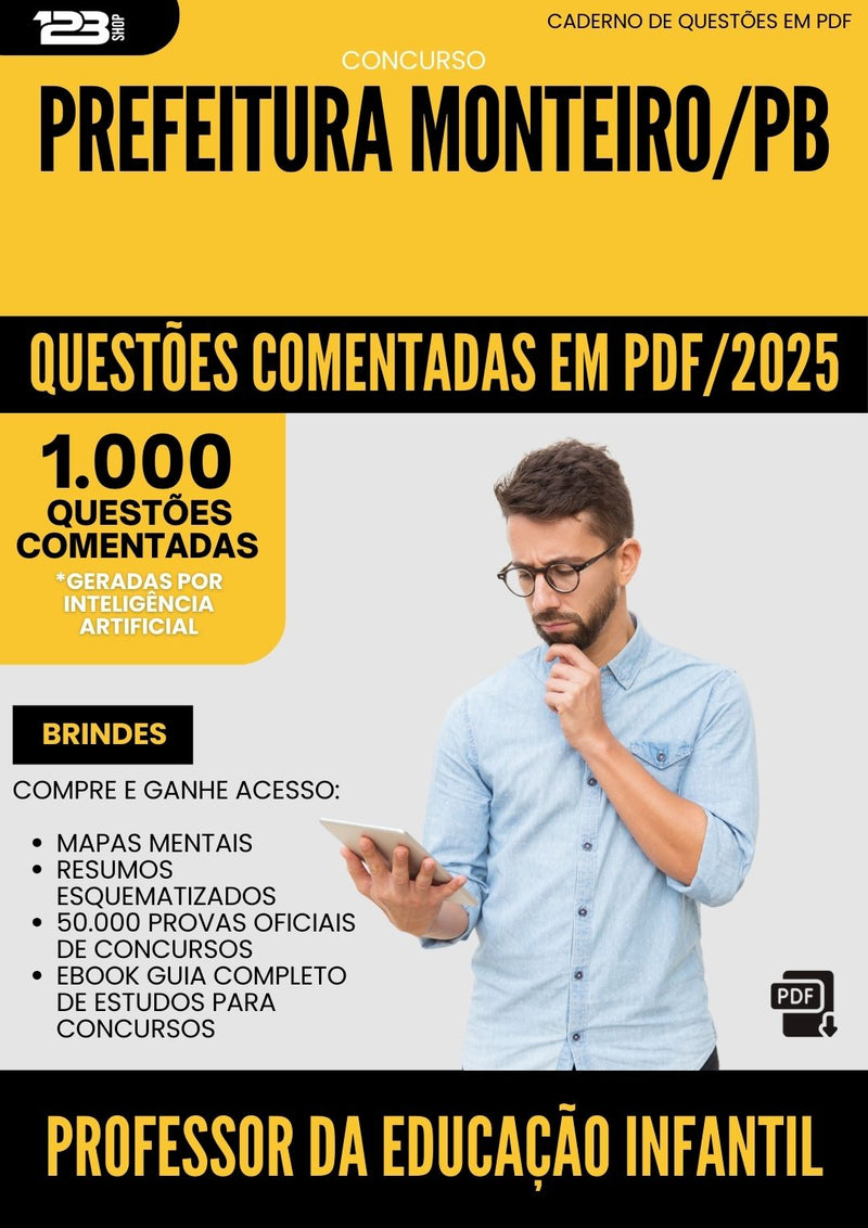 1000 Questões Comentadas para Concurso Professor Da Educacao Infantil da Prefeitura Monteiro Pb 2025 - 1000 Questões