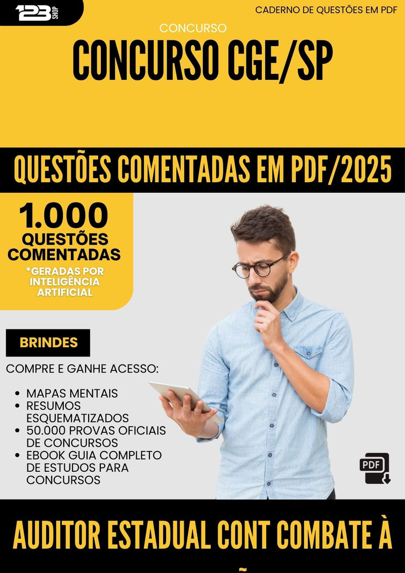 1000 Questões Comentadas para Concurso Auditor Estadual De Controle Combate A Corrupcao Cge Sp 2025 - 1000 Questões