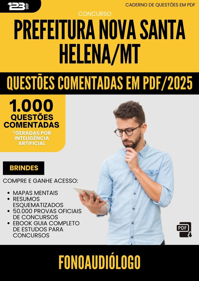 1000 Questões Comentadas para Concurso Fonoaudiologo da Prefeitura Nova Santa Helena Mt 2025 - 1000 Questões