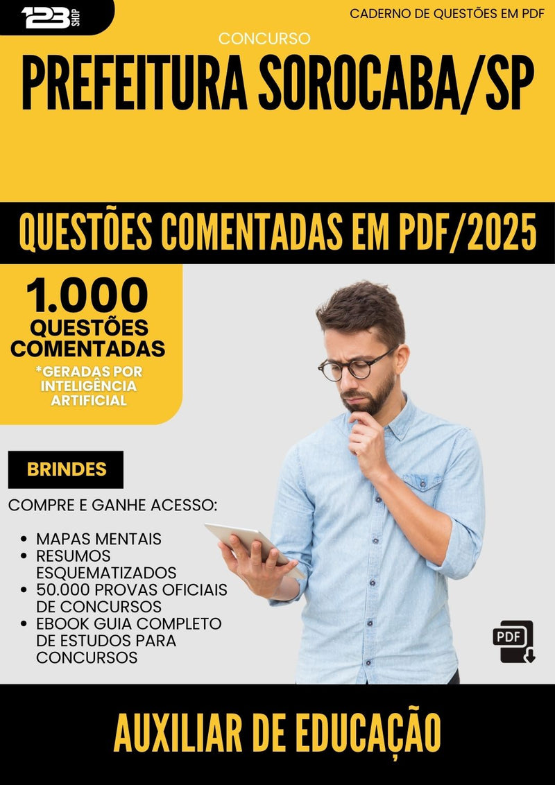 1000 Questões Comentadas para Concurso Auxiliar De Educacao da Prefeitura Sorocaba Sp 2025 - 1000 Questões