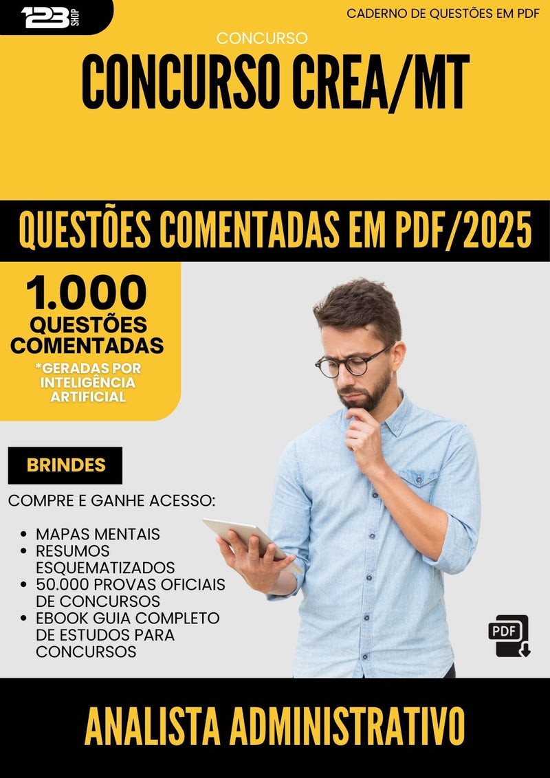 1000 Questões Comentadas para Concurso Analista Administrativo Crea Mt 2025 - 1000 Questões