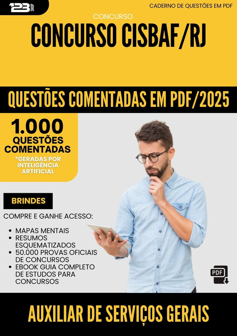 1000 Questões Comentadas para Concurso Cisbaf Rj 2025 Auxiliar De Servicos Gerais - 1000 Questões