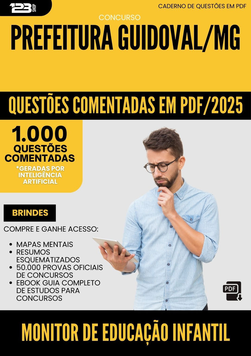1000 Questões Comentadas para Concurso Monitor De Educacao Infantil da Prefeitura Guidoval Mg 2025 - 1000 Questões