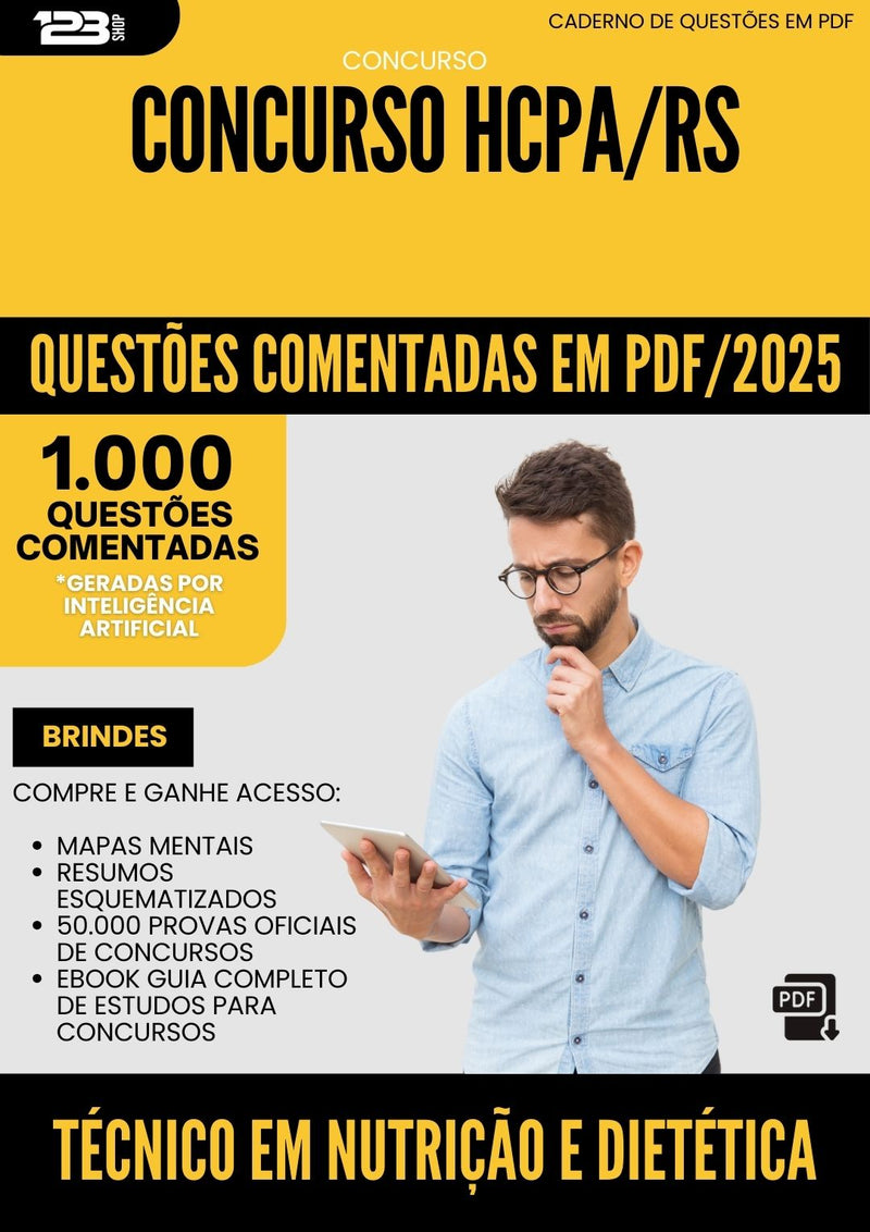 1000 Questões Comentadas para Concurso Tecnico Em Nutricao E Dietetica Hcpa Rs 2025 - 1000 Questões