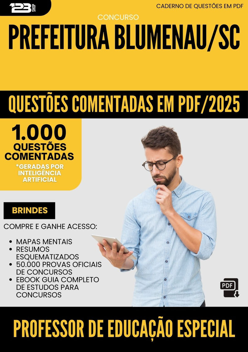 1000 Questões Comentadas para Concurso Professor De Educacao Especial da Prefeitura Blumenau Sc 2025 - 1000 Questões