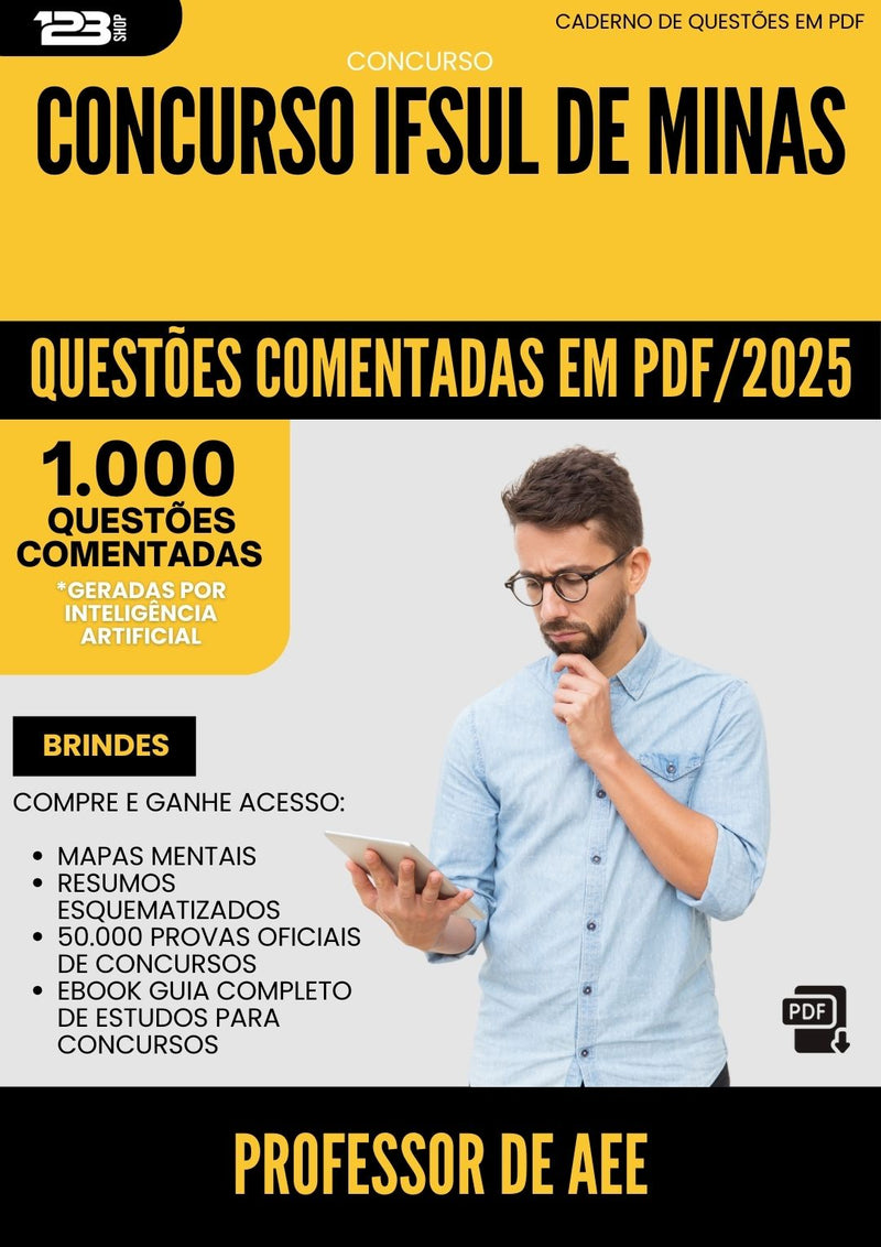 1000 Questões Comentadas para Concurso Professor De Aee Ifsuldeminas 2025 - 1000 Questões