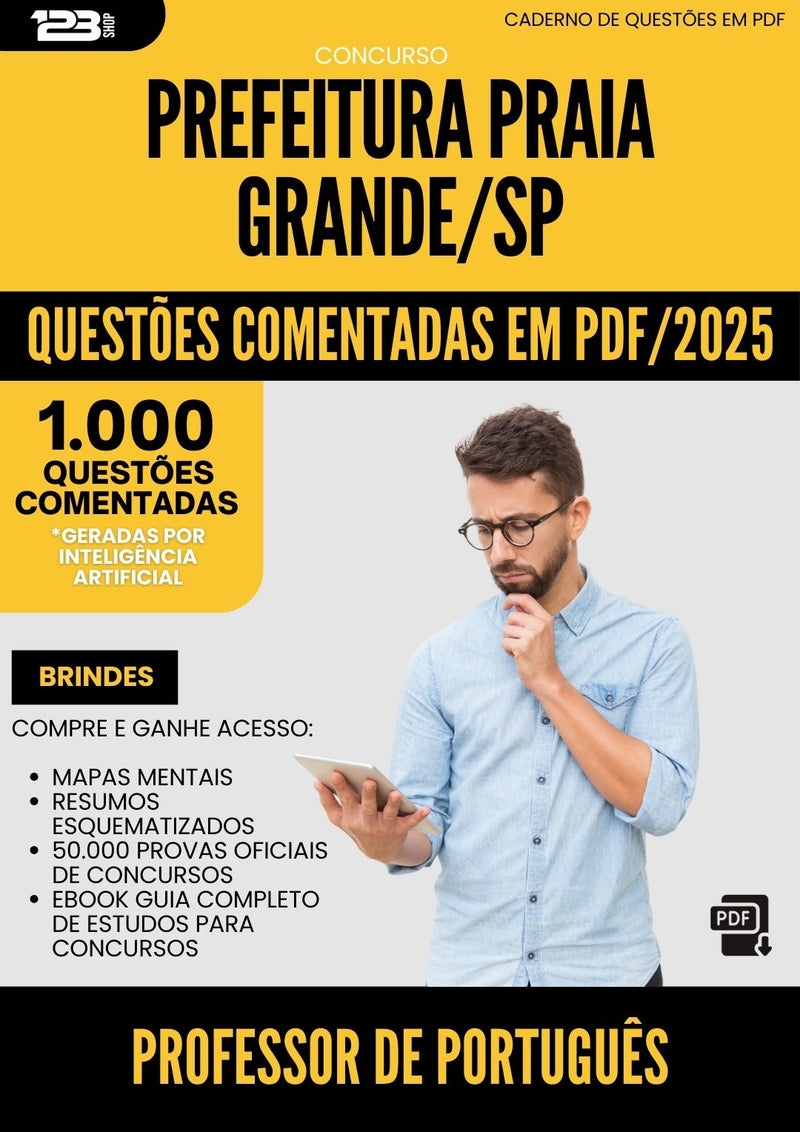 1000 Questões Comentadas para Concurso Professor De Portugues da Prefeitura Praia Grande Sp 2025 - 1000 Questões