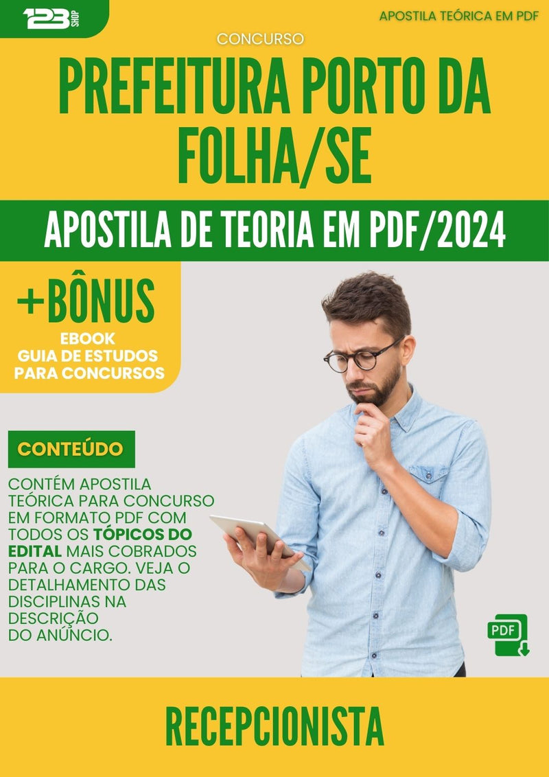Apostila Teórica para Concurso Prefeitura Porto da Folha SE 2024 Recepcionista