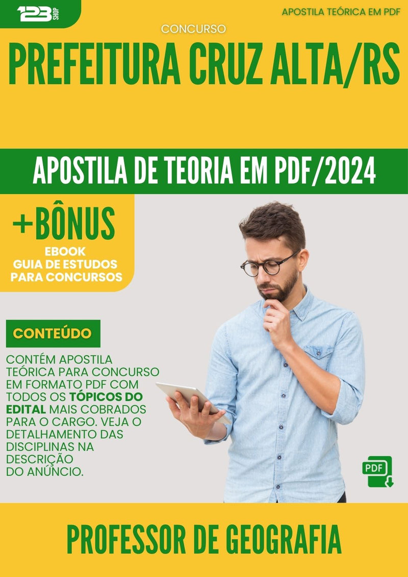 Apostila Teórica para Concurso Professor de Geografia Prefeitura Cruz Alta RS 2024