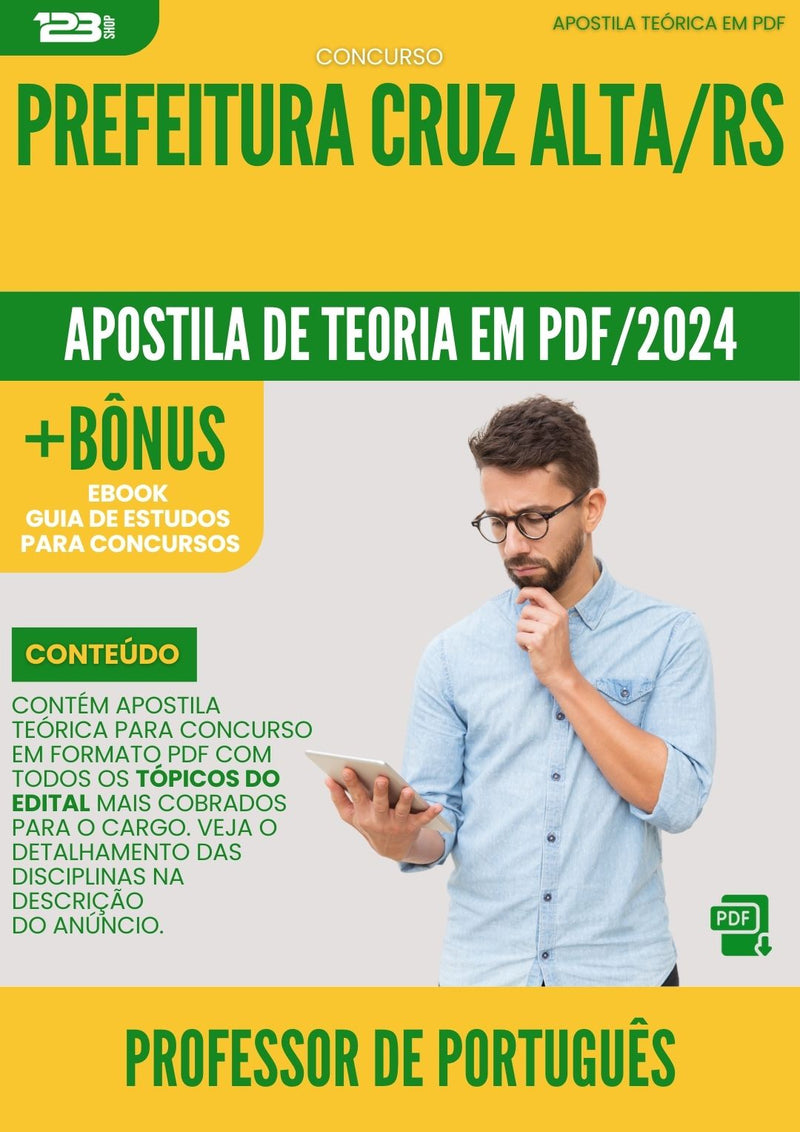 Apostila Teórica para Concurso Professor de Português Prefeitura Cruz Alta RS 2024