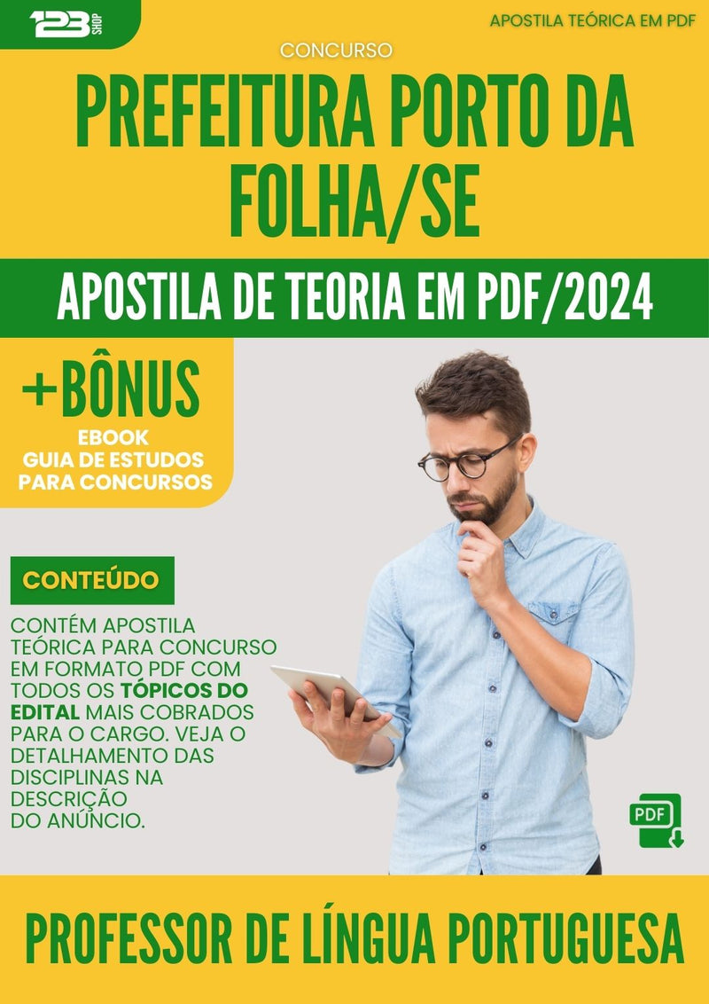 Apostila Teórica para Concurso Prefeitura Porto da Folha SE 2024 Professor De Língua Portuguesa