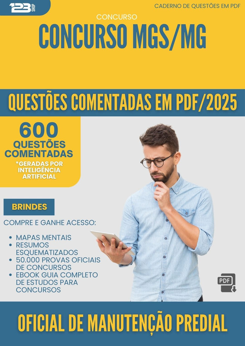 1000 Questões Comentadas para Concurso Mgs Oficial De Manutencao Predial Mg 2025 - 600 Questões