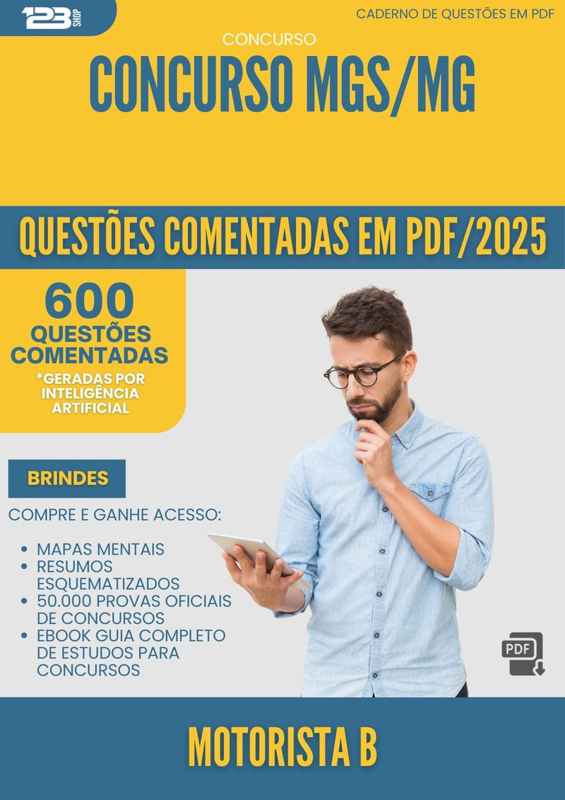 1000 Questões Comentadas para Concurso Mgs Motorista B Mg 2025 - 600 Questões