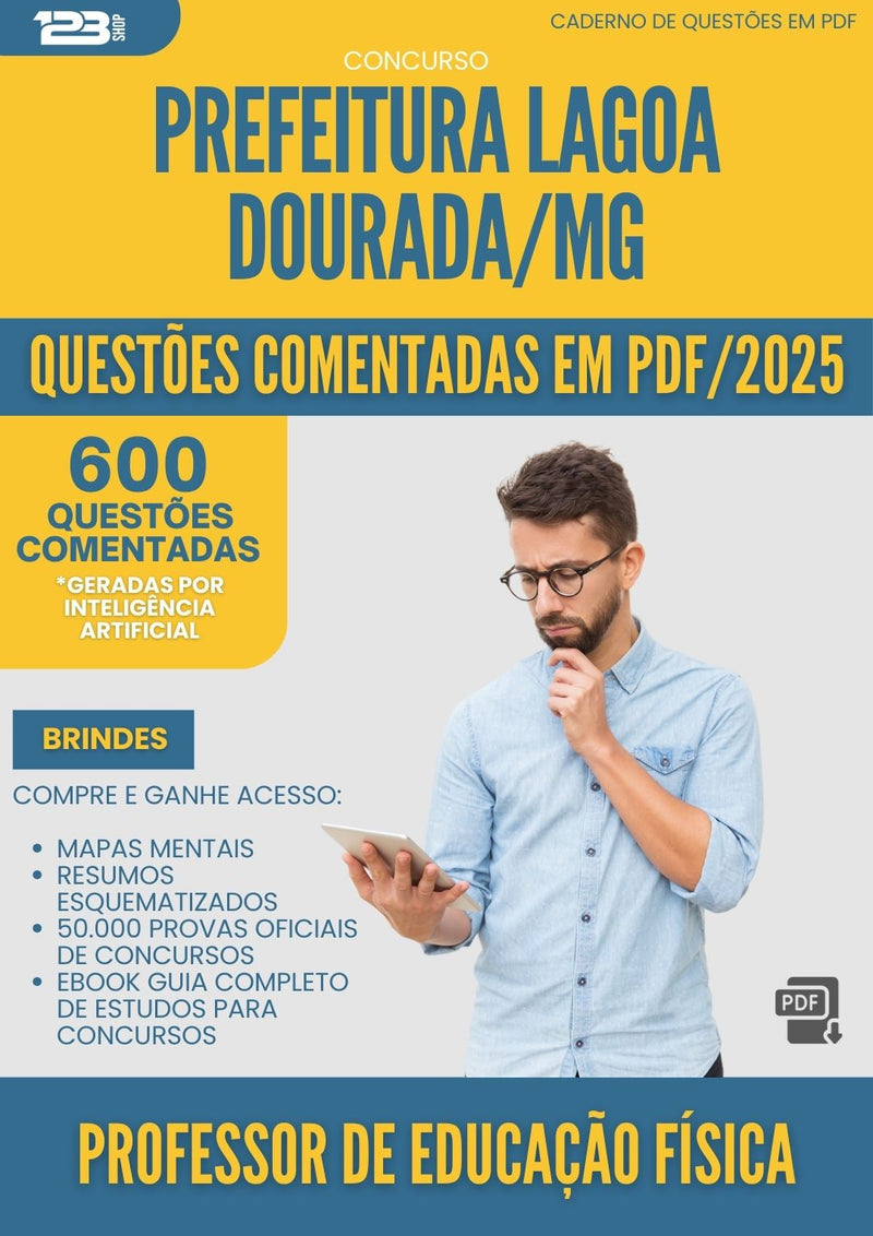 1000 Questões Comentadas para Concurso Professor De Educacao Fisica da Prefeitura Lagoa Dourada Mg 2025 - 600 Questões
