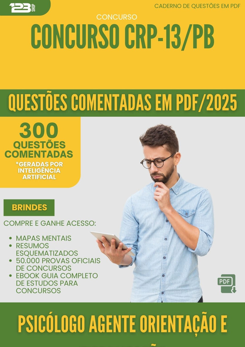 1000 Questões Comentadas para Concurso Psicologo Agente De Orientacao E Fiscalizacao Crp 13 Pb 2025 - 400 Questões