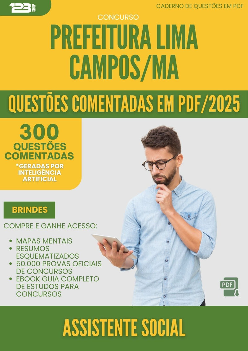 1000 Questões Comentadas para Concurso Assistente Social da Prefeitura Lima Campos Ma 2025 - 400 Questões