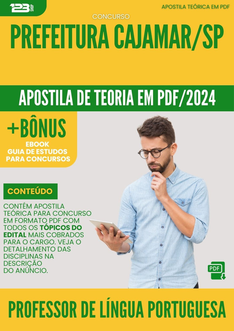 Apostila Teórica para Concurso Prefeitura Cajamar SP 2024 Professor De Língua Portuguesa