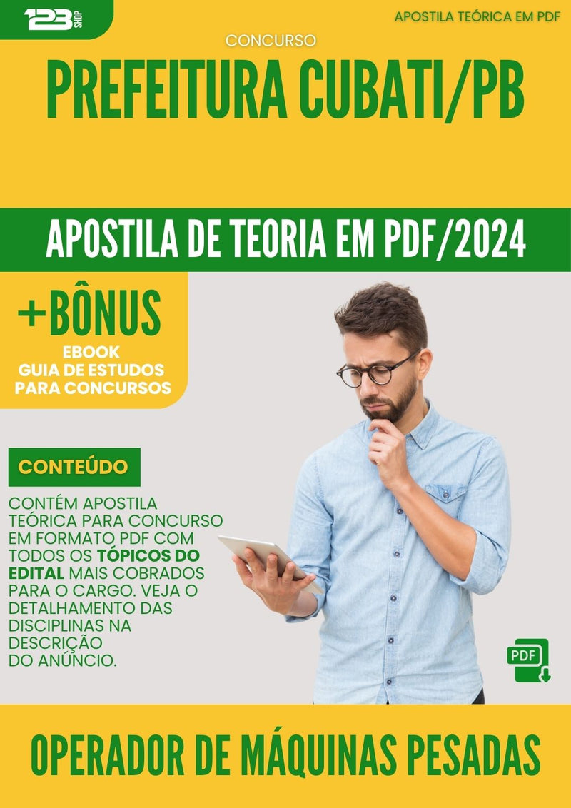 Apostila Teórica para Concurso Prefeitura Cubati PB 2024 Operador de Máquinas Pesadas