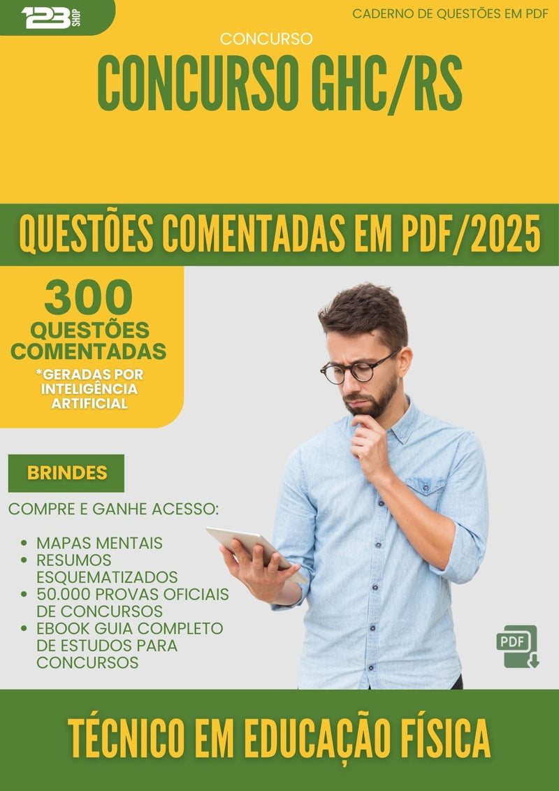 1000 Questões Comentadas para Concurso Tecnico Em Educacao Fisica Ghc Rs 2025 - 400 Questões