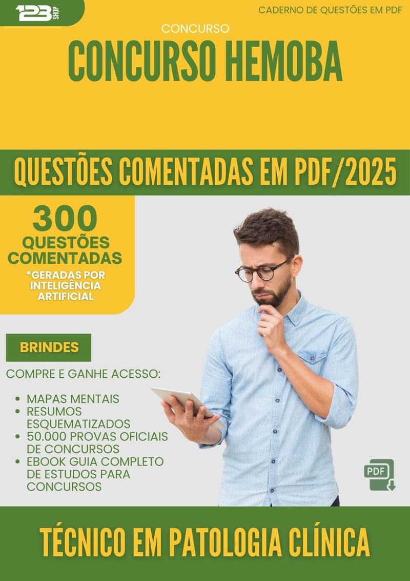 1000 Questões Comentadas para Concurso Tecnico Em Patologia Clinica Hemoba 2025 - 400 Questões