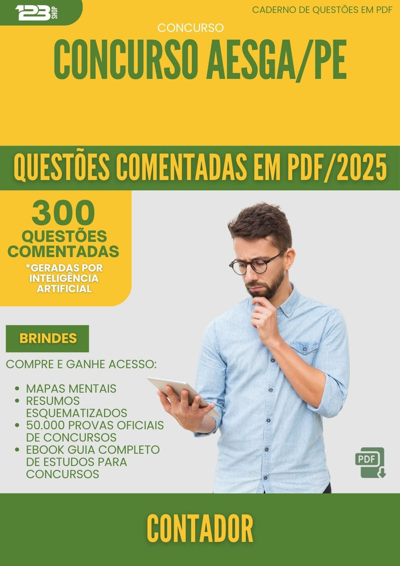 1000 Questões Comentadas para Concurso Contador Aesga Pe 2025 - 400 Questões